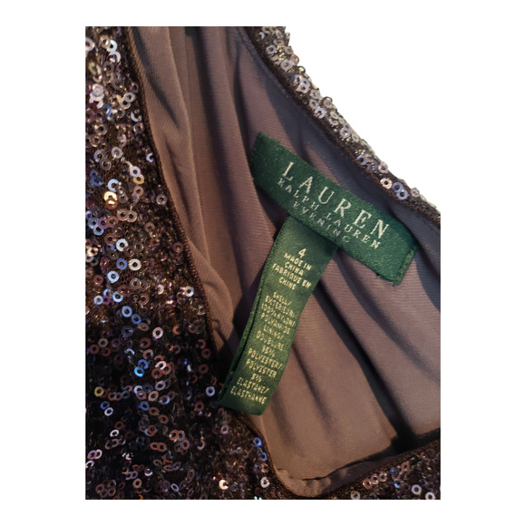 Lauren Ralph Lauren Evening Gray Silver Sequin One Shoulder Mini Dress Size 4 - Picture 3 of 7